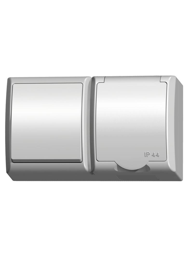 FALA Łącznik jednobiegunowy + gniazdo pojedyncze wieczko w kolorze wyrobu - kolor biały