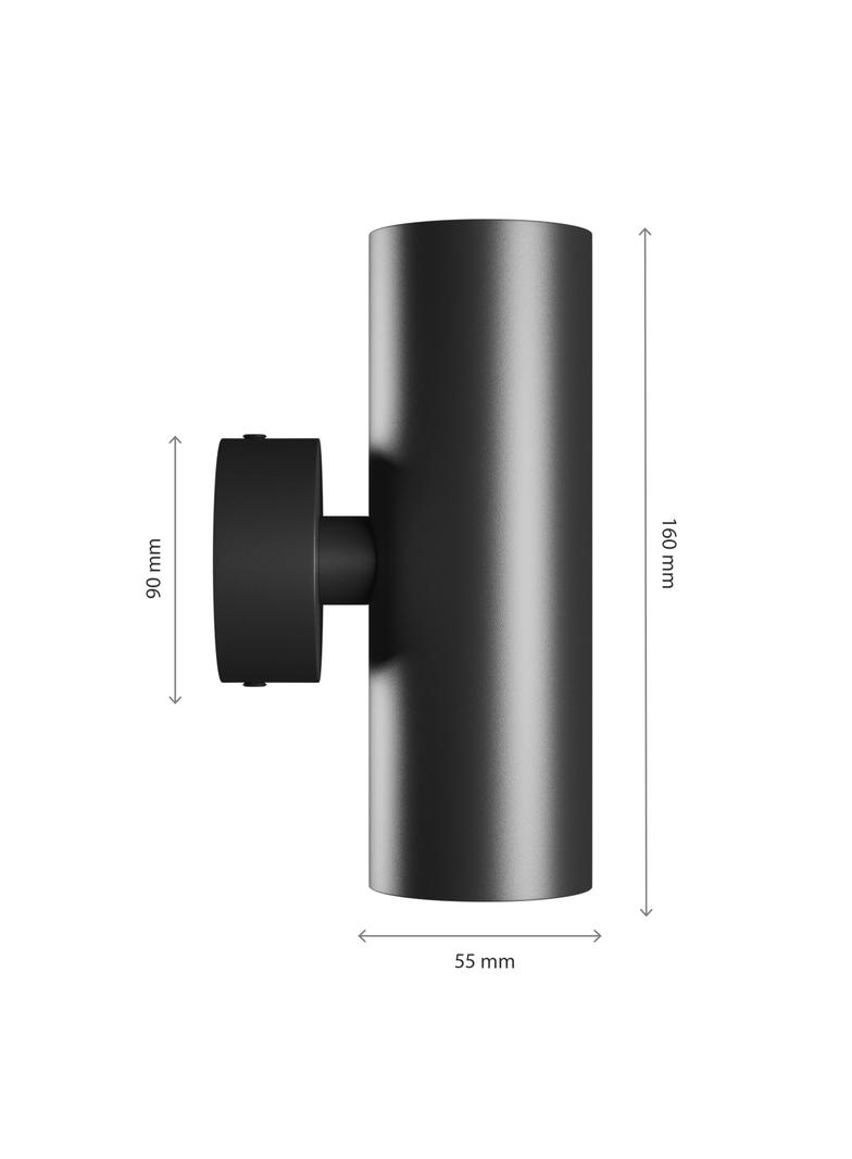 SQUALLA VARIOSA TUBO 2XGU10 KINKIET 230V IP20 55X160X90MM CZARNY OKRĄGŁA