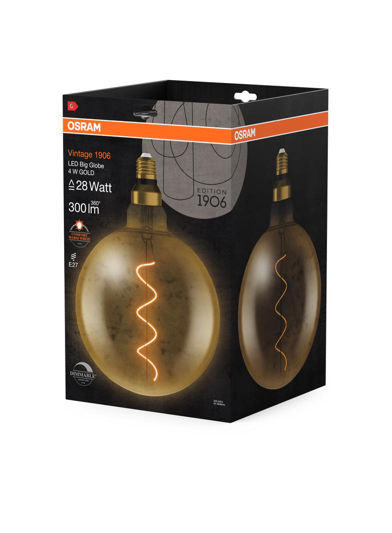 Lampa LED Vintage 1906 dim CL GLOBE200 Filament szkło przezroczyste GOLD 28 dim 5W 820 E27