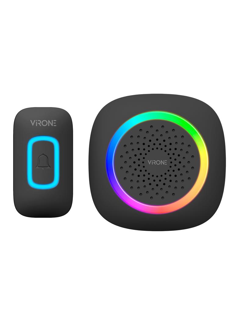 PELA dzwonek bezprzewodowy bateryjny learning system 60 dźwięków LED RGB 300m czarny