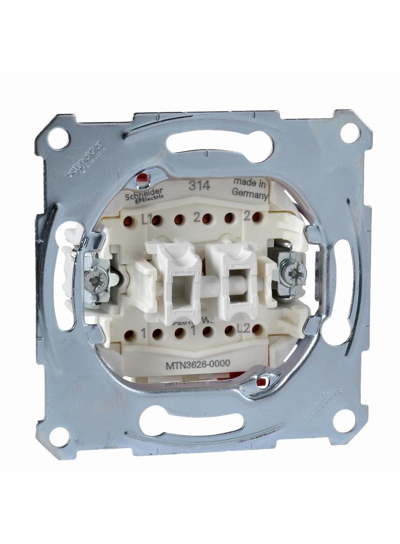 Merten, mechanizm łącznika podwójnego schodowego, zacisk bezśrubowy