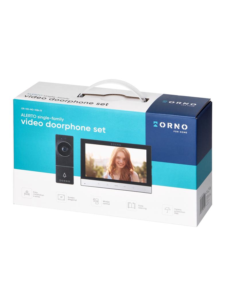 ALERTO, zestaw wideodomofonowy, bezsłuchawkowy, panel dotykowy 7'' LCD, z gniazdem na kartę pamięci OR-VID-MD-1084/B ORNO