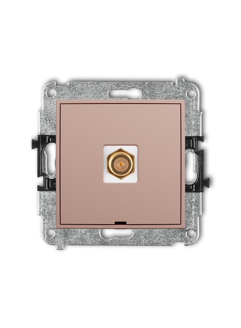 MINI Mechanizm gniazda antenowego pojedynczego typu F (SAT) pozłacany, bez pola opisowego łososiowy