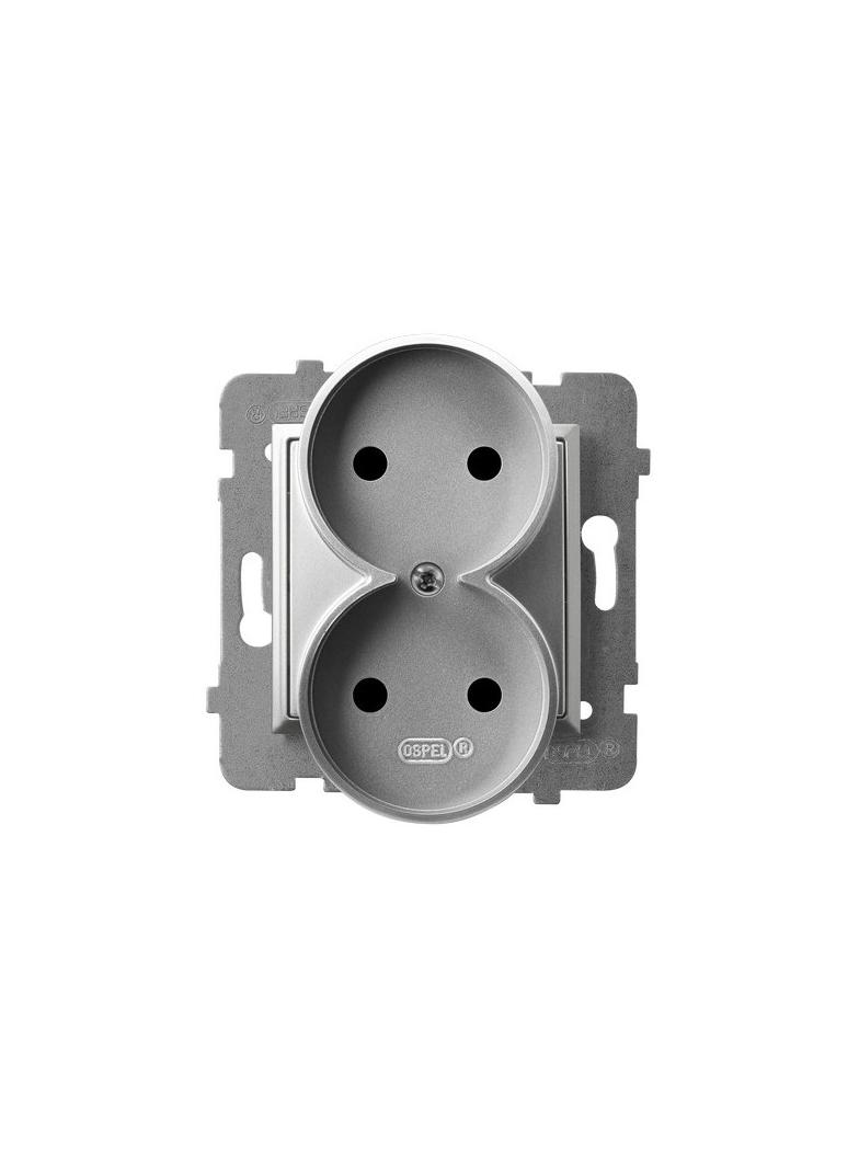 ARIA Gniazdo podwójne moduł bez ramki - kolor srebro