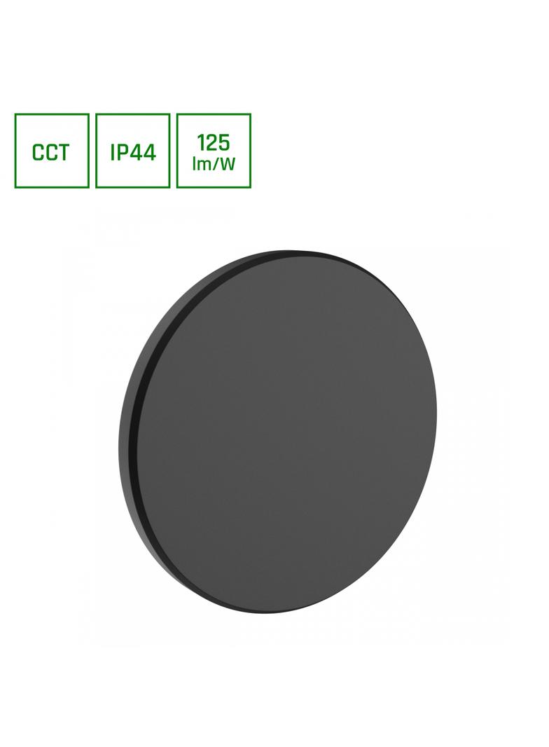PIATTA 9W CCT 230V IP44 120x47MM CZARNY OKRĄGŁA ELEWACYJNA