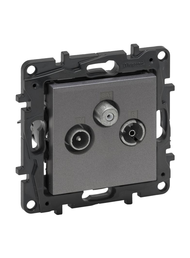 Niloe Step - gniazdo TV-R-SAT przelotowe, 14 dB- kolor stalowy, Legrand