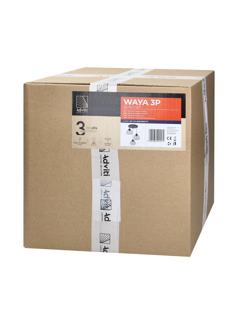 Waya 3P E27, lampa wisząca, max. 3x60W, czarna AD-LD-6264BE27M ORNO