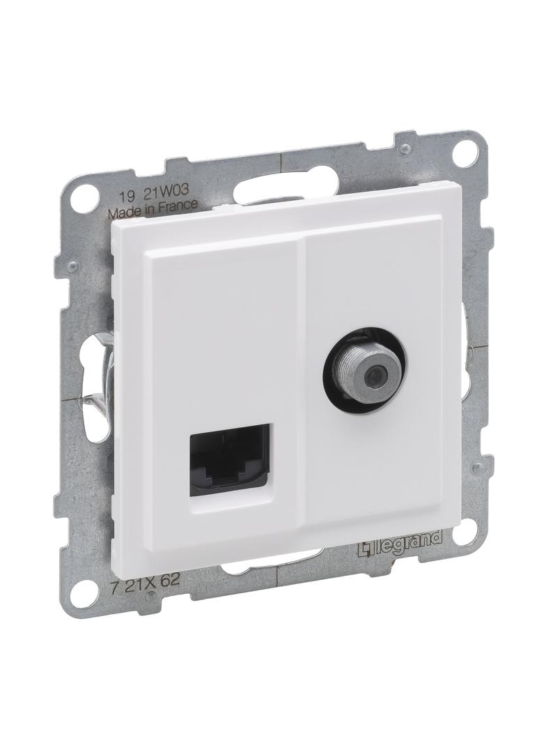 SUNO - Gniazdo TV typ  F  1.5 dB + RJ45 KAT 6 UTP, Biały, Legrand