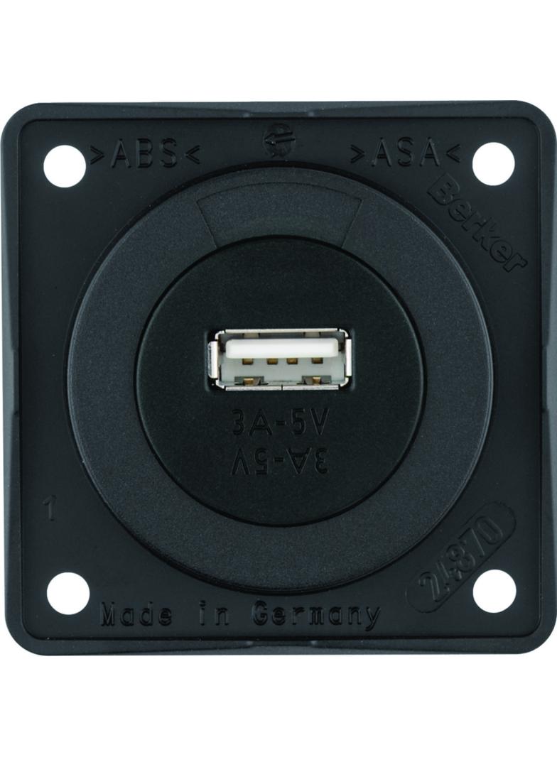 Integro Gniazdo USB ładowania pojedyncze 12V, 3A; antracyt mat, mechanizm czarny