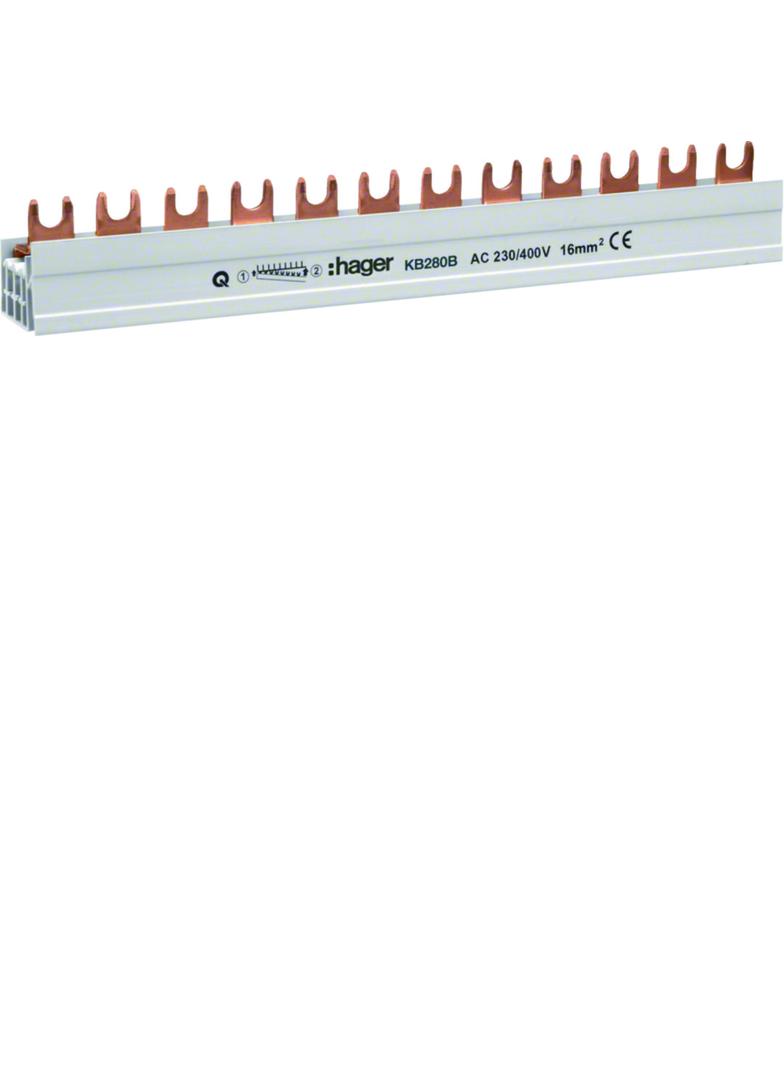 Szyna grzebieniowa kołkowa pozioma 2P 16mm2 56M KB280B HAGER