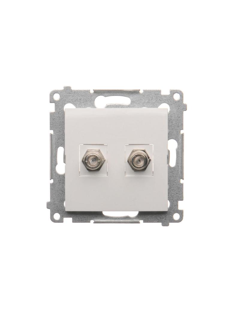 Simon 54 Gniazdo antenowe typu F podwójne. Do instalacji indywidualnych biały