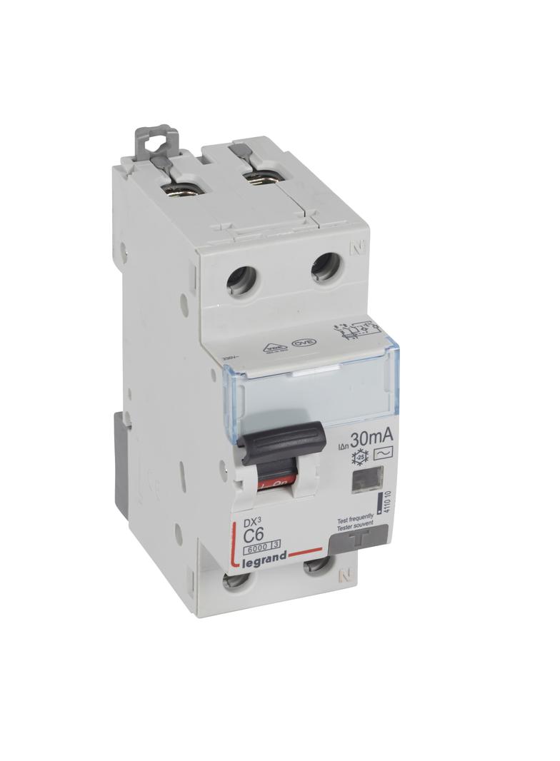 Wyłącznik Różnicowo-Nadprądowy 2P 6A C 0,03A Typ AC P312 DX3 411010 LEGRAND