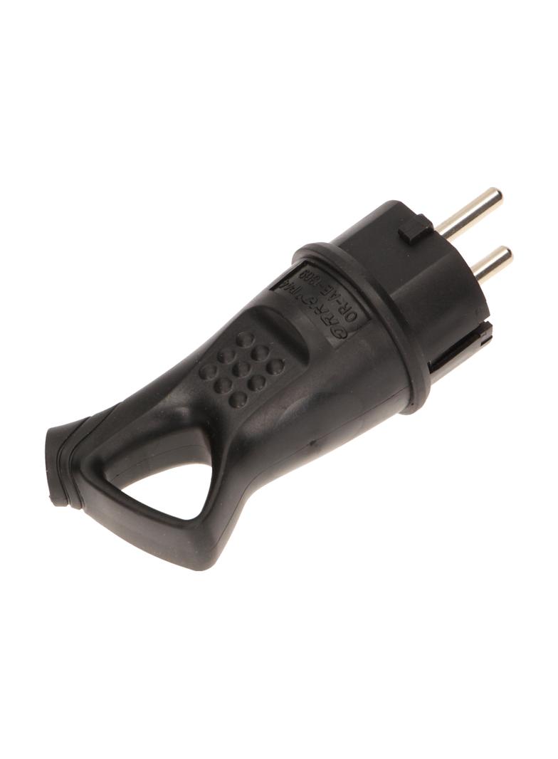Bryzgoszczelna wtyczka gumowa Uni-Schuko z uchwytem, IP44, czarna, ,16A, 230V OR-AE-1369 ORNO