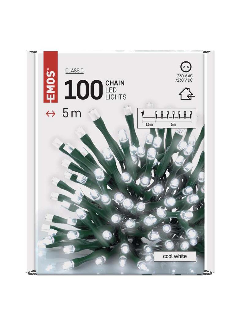 Lampki choinkowe klasyczne 100 LED 5m zimna biel IP20 D4GC02 EMOS