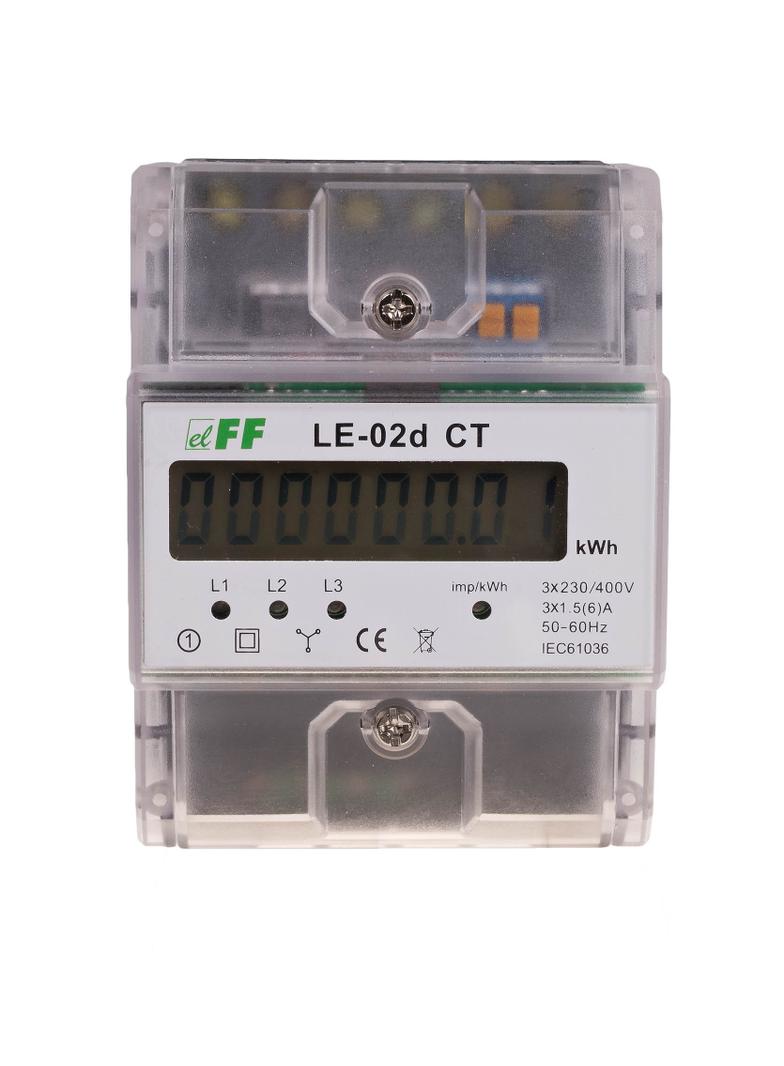 Licznik energii elektrycznej - trójfazowy z programowalną przekładnią wyświetlacz LCD kl.1 LE-02D-CT F&F