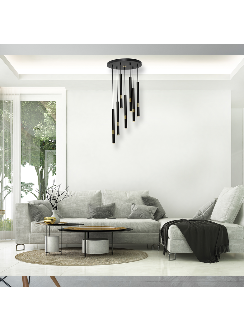 MILAGRO Lampa wisząca MONZA BLACK/GOLD 7xG9 8W