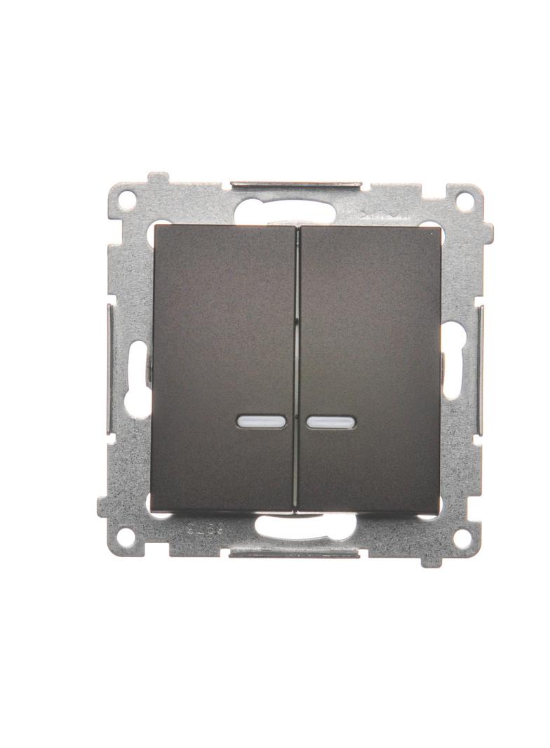 Simon 54 Łącznik świecznikowy z podświetleniem LED i do wersji IP44 10A 250V szybkozłączka brąz mat *Posiada wkładkę DU1W DW5BL.01/46 KONTAKT