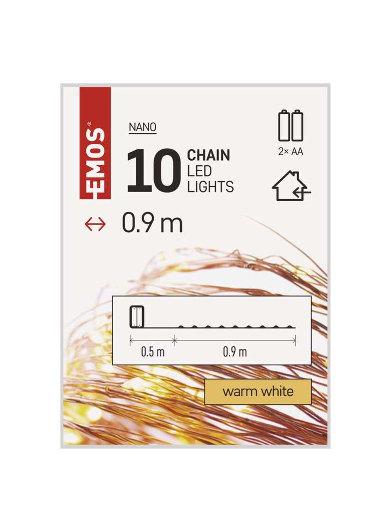 Lampki choinkowe łezki 10 LED 0,9m 2xAA ciepła biel IP20 timer D3AW06 EMOS