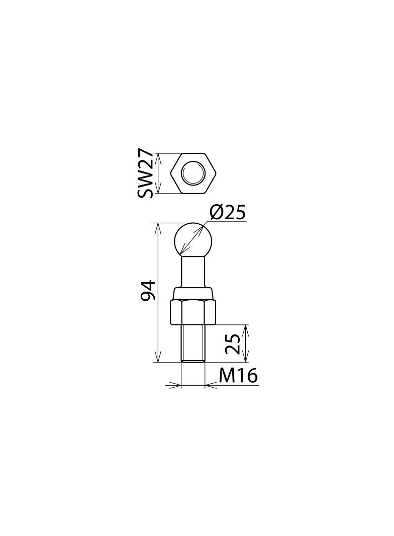 Punkt mocowania kulowy fi 25 mm/M16