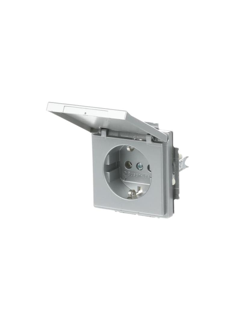 FUTURE Gniazdo SCHUKO z klapką Blokada klapki w pozycji otwartej aluminiowo srebrny 2CKA002018A1487 ABB