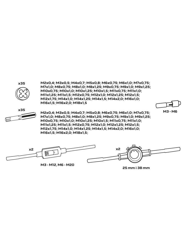 Narzynki i gwintowniki 110 elementów