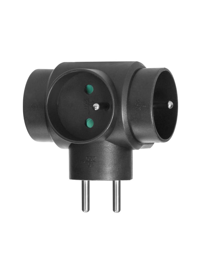 Rozgałęźnik 3x2P+Z czarny OR-AE-13184/B ORNO