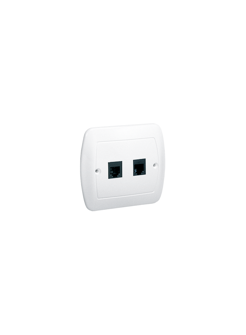 Simon Akord Gniazdo telefoniczne RJ11 podwójne. Montaż do puszki na wkręty biały