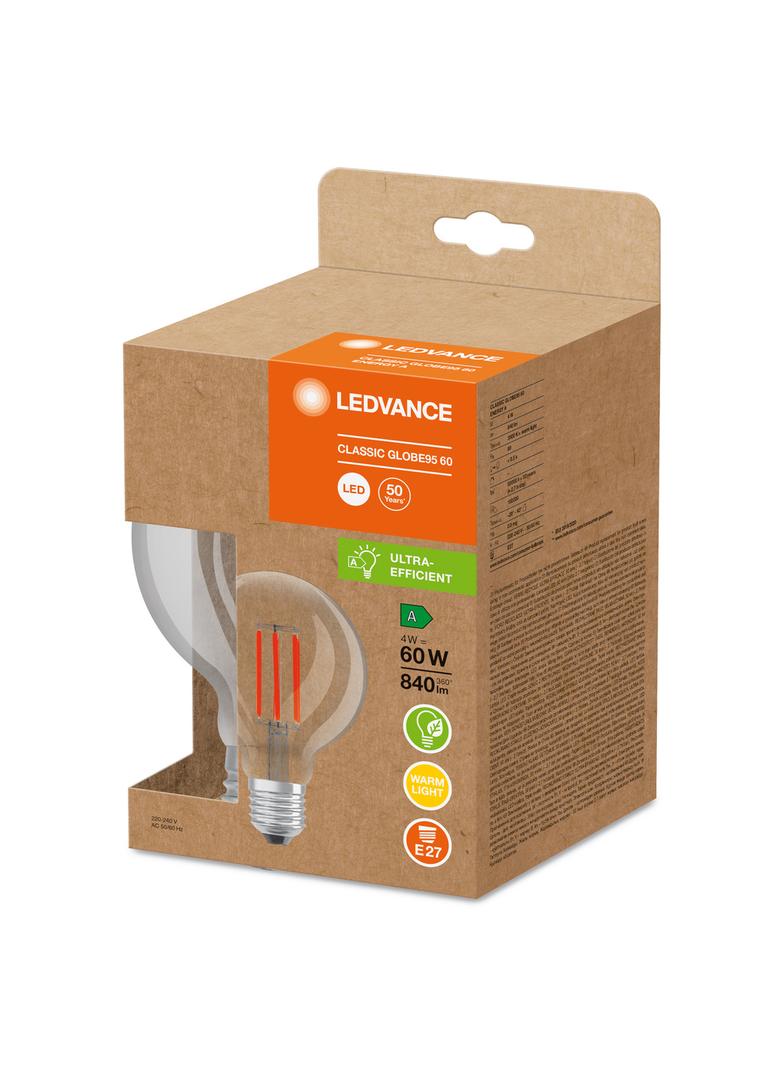 Lampa LED GLOBE energooszczędna szkło przezroczyste 4W 830 E27