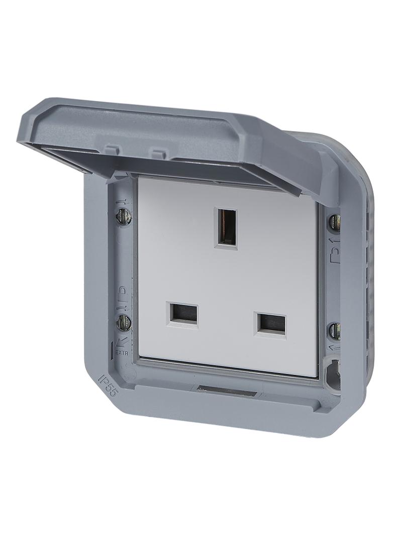 NOWE PLEXO - GN. STD. BRYTYJSKI 2P +Z ZACISKI ŚRUB MECHANIZM 13A-250V SZARE 069585L LEGRAND