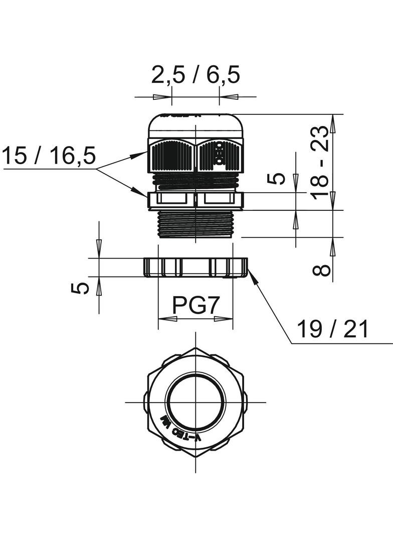 V-TEC PG7+ LGR, Dławik kablowy