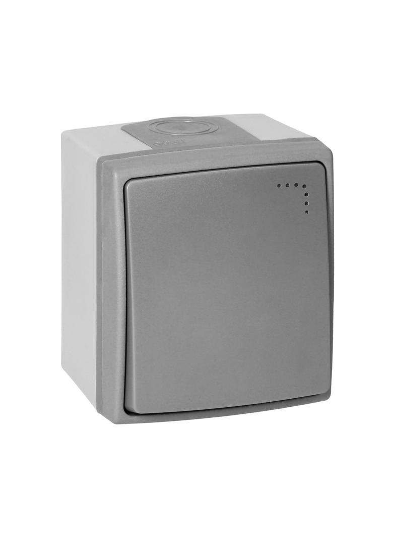 Łącznik jednobiegunowy z podświetleniem AQUATIC PRO IP55, 10A, 230V AC, Szaro-Grafitowy
