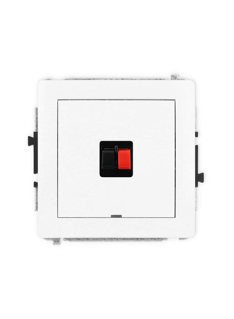 DECO Mechanizm gniazda głośnikowego pojedynczego, bez pola opisowego biały mat