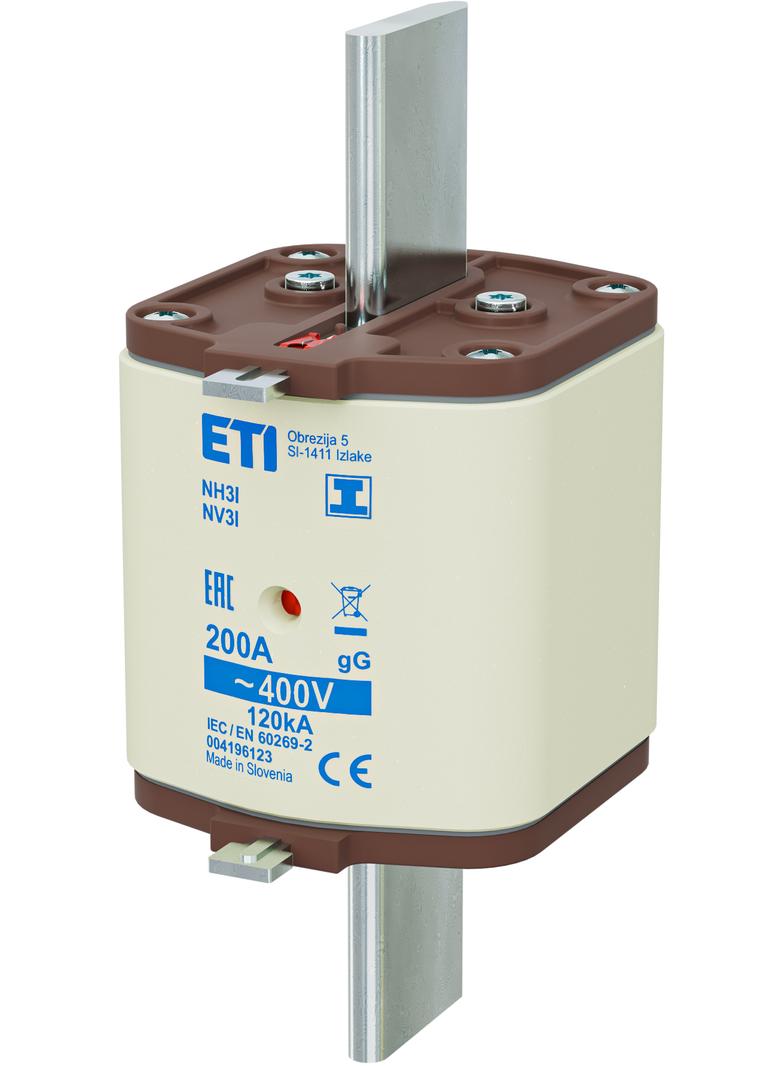 Wkładka topikowa NH zwłoczna KOMBI Zaczepy izolowane NH3/I gG 200A 400V 004196123 ETI