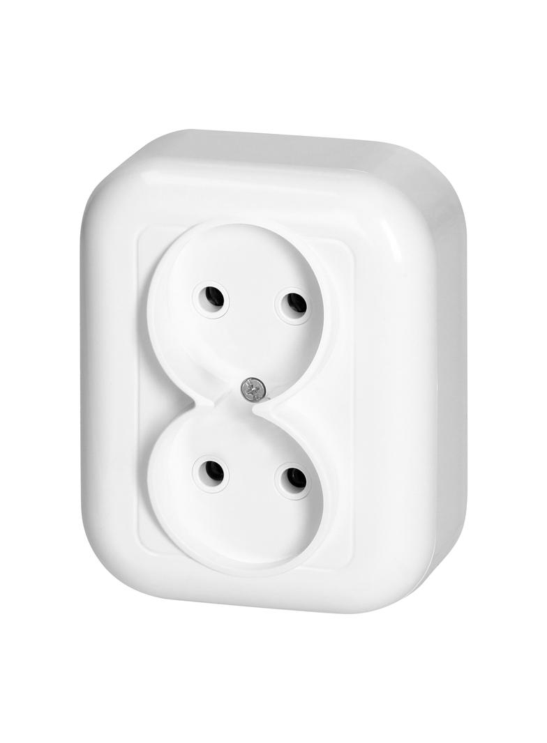 Gniazdo podwójne natynkowe 2x2p 16A, 250V, FAN, biały NT-5F BIAŁY ORNO