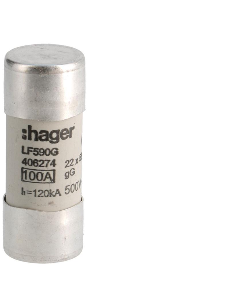 Wkładka bezpiecznikowa cylindryczna CH-22 22x58mm gG 100A 500VAC LF590G HAGER