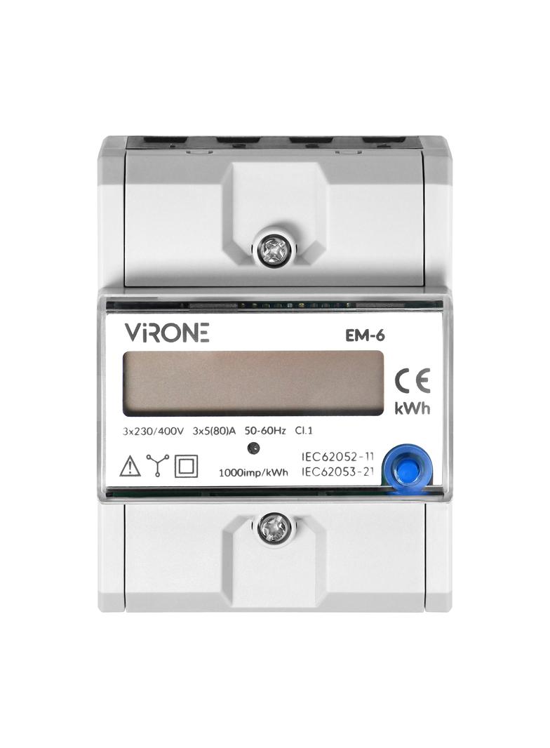 Licznik trójfazowy przycisk reset podlicznik energii prądu 3-FAZ LCD 80A VIRONE