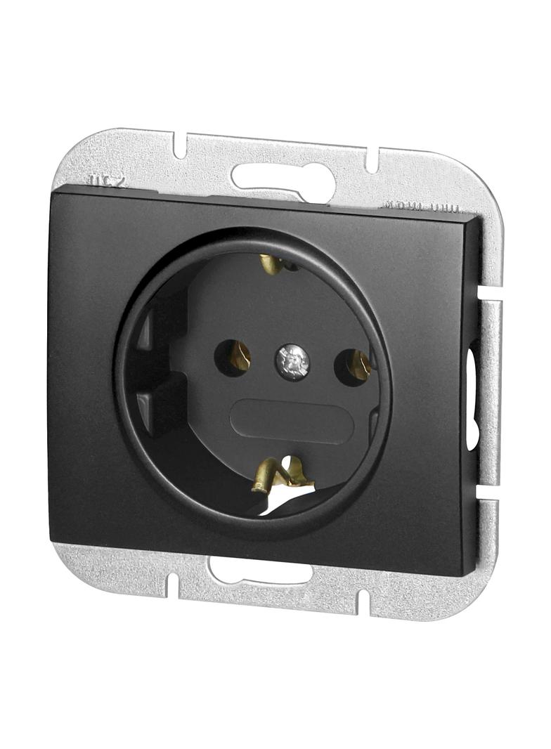 Gniazdo pojedyncze podtynkowe 2P+Z Schuko Onyx, 16A, 250V, PT-17O, czarny OR-OE-7505(GS)/B ORNO