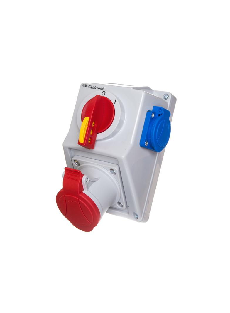 Zestaw C32-18.1 Włącz-wyłącz 0-I Gniazdo 3P+Z, 1 x 2P+Z IP-54; przystosowane do zamknięcia na kłódkę