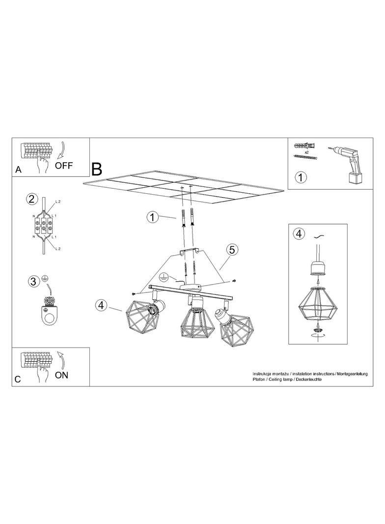 Sollux Plafon ARTEMIS 3 czarny SL.1107