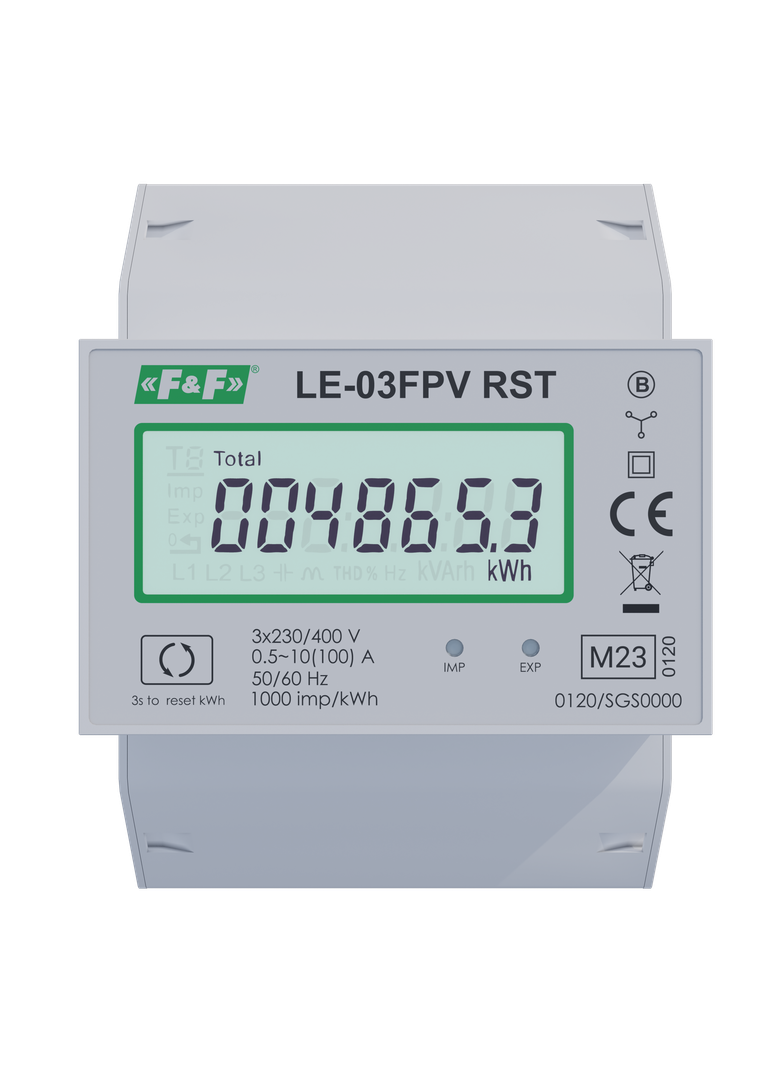 Trójfazowy licznik zużycia energii 100A MID dwukierunkowy z funkcją RESET F&F