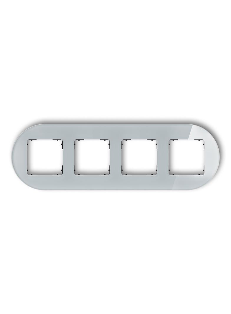 ICON Ramka uniwersalna poczwórna okrągła - efekt szkła (ramka: szara; spód: czarny) szary