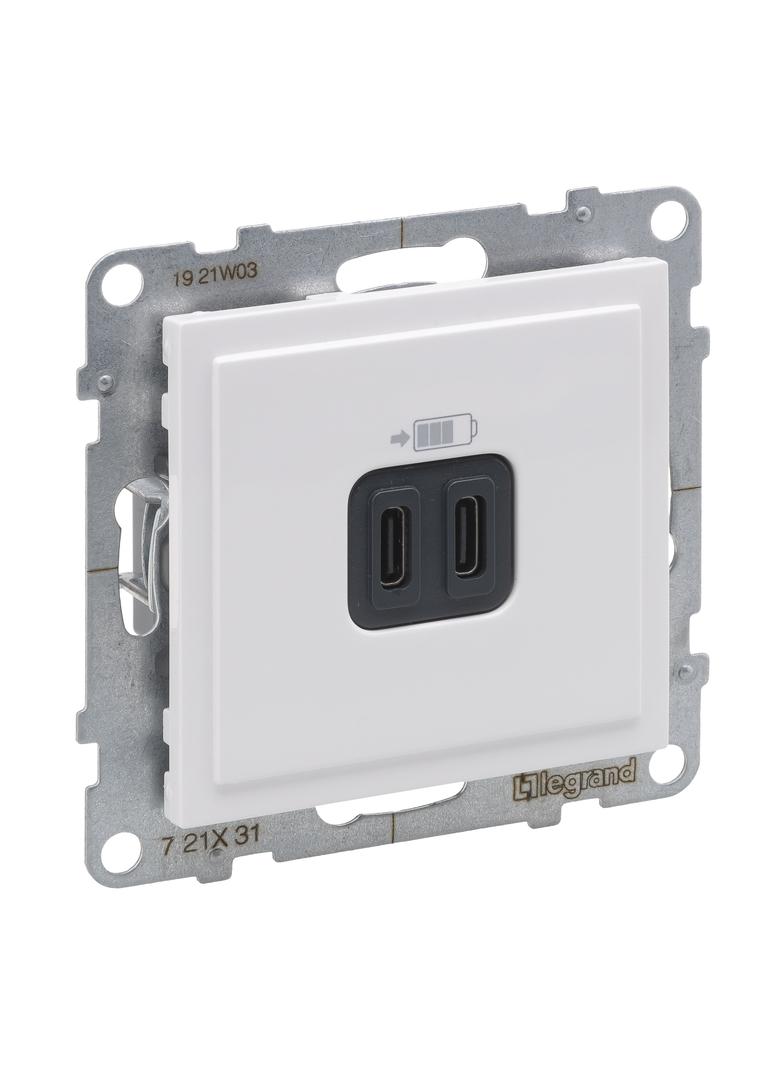 SUNO - Gniazdo USB typ A + C - 5 V - 3 A, Biały, 721131, Legrand