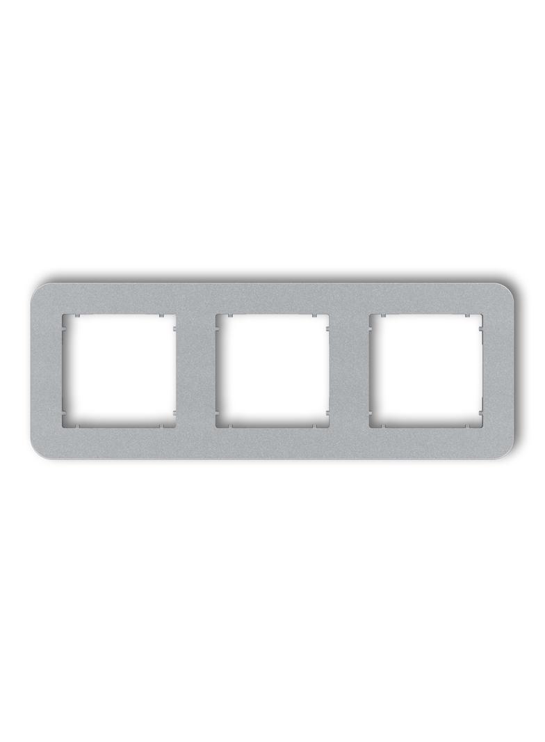 MINI Ramka uniwersalna potrójna zaokrąglona z tworzywa srebrny metalik