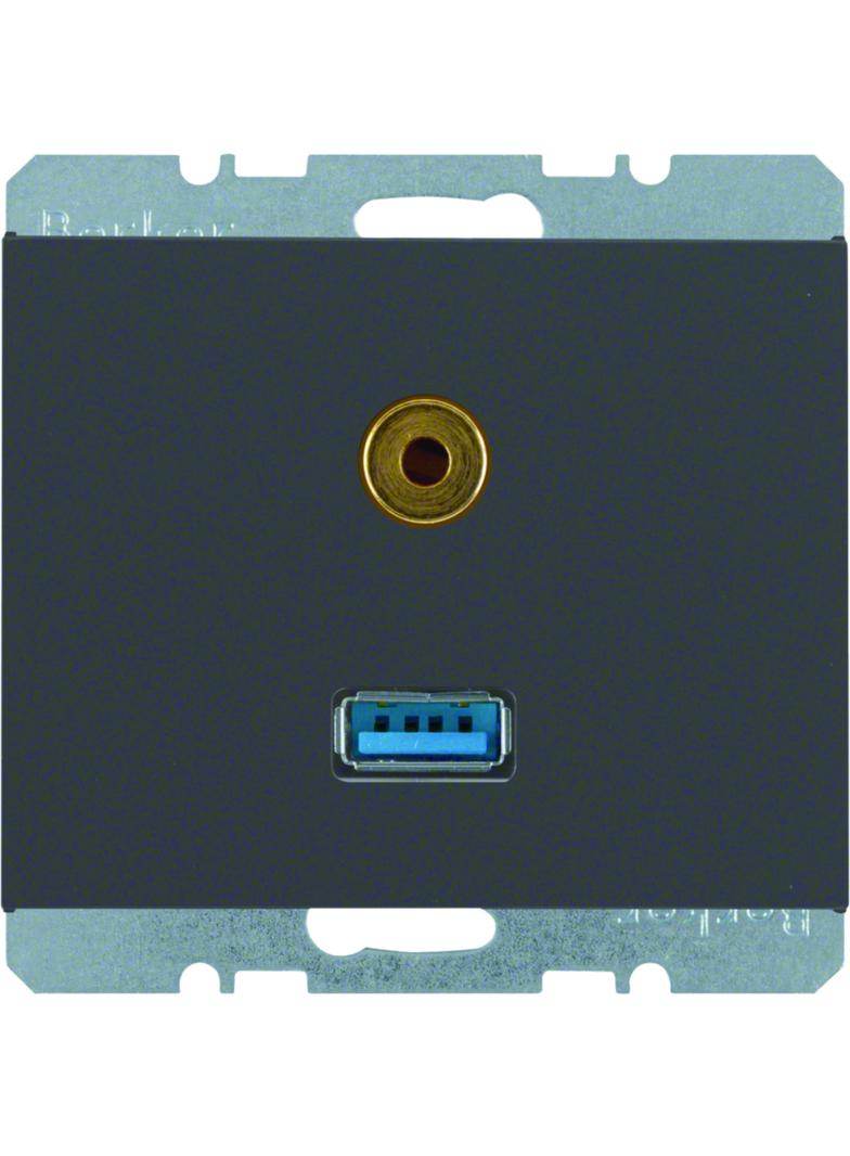 BERKER K.1 Gniazdo USB / 3,5mm Audio antracyt 3315397006 HAGER