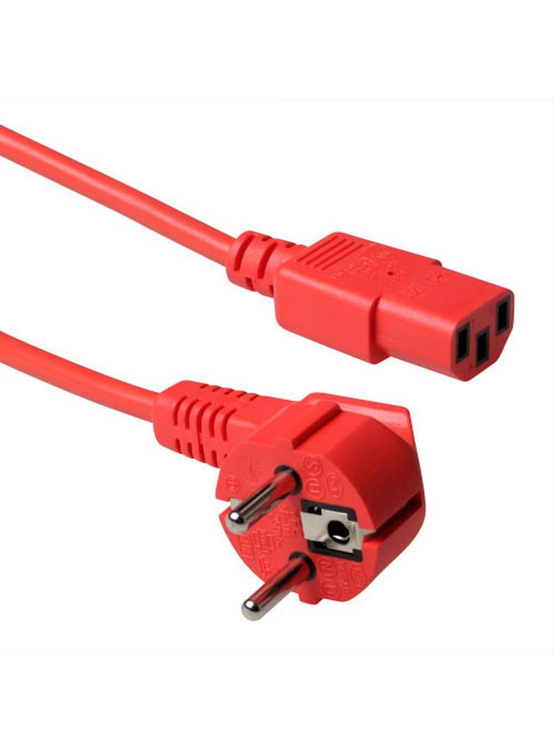 Kabel zasilający CEE7/7 - C13 czerwony 1,2m