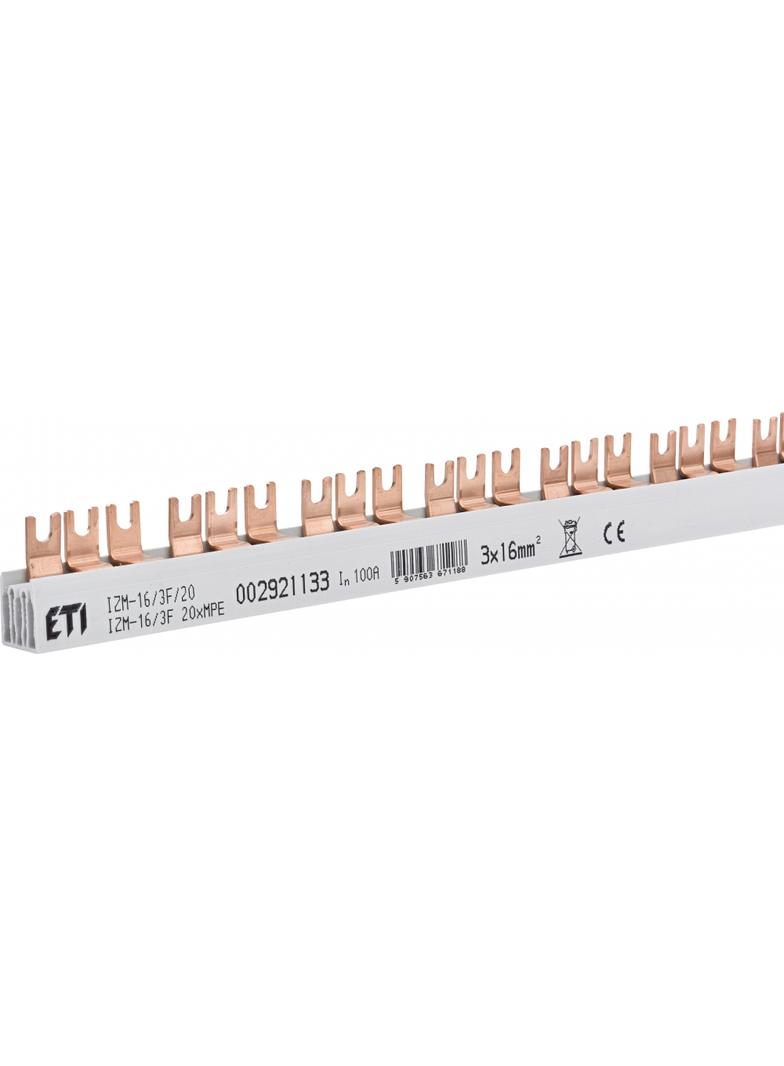 Szyna łączeniowa widełkowa 3P 100A 16mm2 (60mod.) IZM-16/3F 20xMPE 002921133 ETI