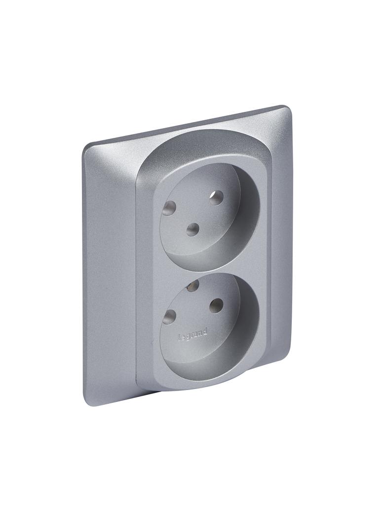 SISTENA LIFE PLAKIETKA METALIC DO GNIAZDA PODWÓJNEGO 2P+Z, Legrand
