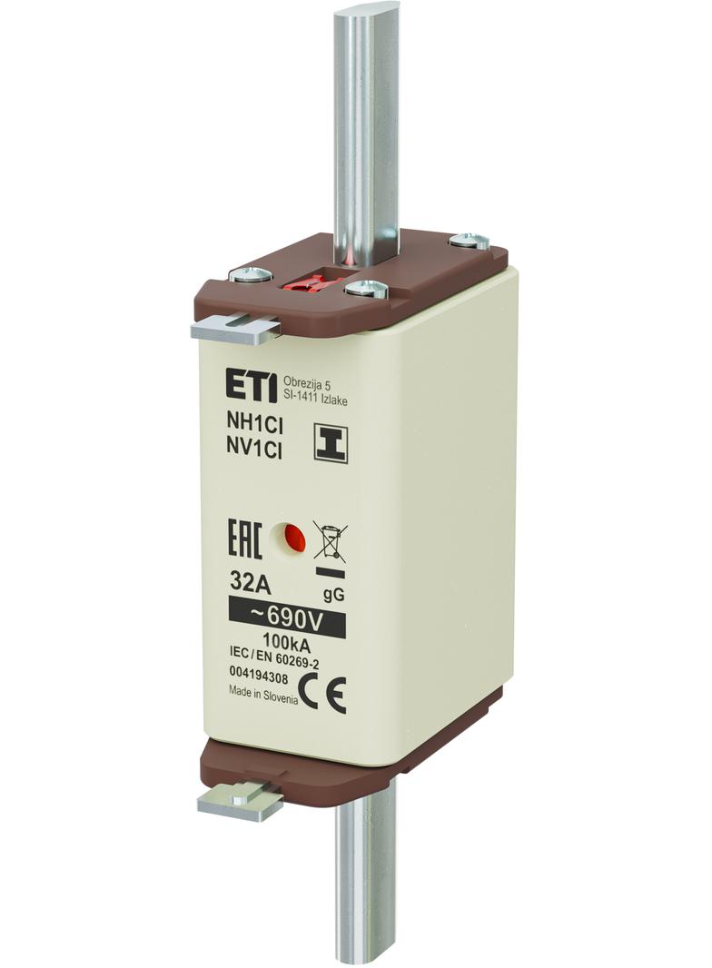 Wkładka topikowa NH zwłoczna KOMBI Zaczepy izolowane NH1C/I gG 32A 690V 004194308 ETI