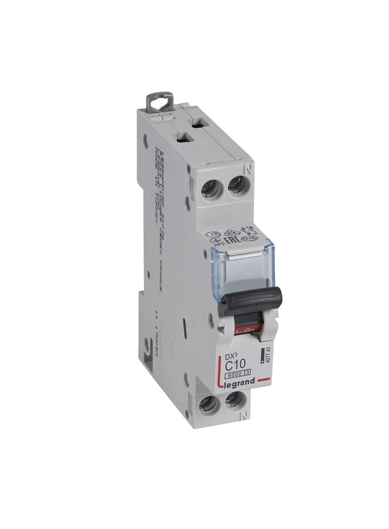 Wyłącznik Nadprądowy S 301N 1P+N C 10 6kA DX3 407740 LEGRAND