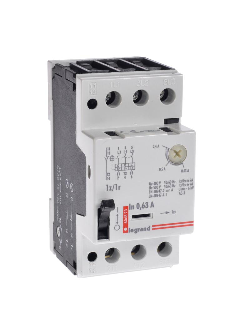 Wyłącznik Silnikowy 3P 0,12Kw 0,4-0,63A M 250 1R/1Z 0,63 606823 LEGRAND